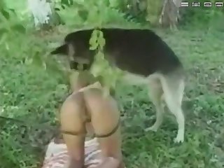 Brazilian Chick Lets Dog Fuck Her Outside