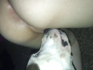 Woman Gags On Dog Cock